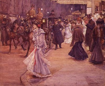 Tömeg a színház előtt alkotó: John Sanderson Wells