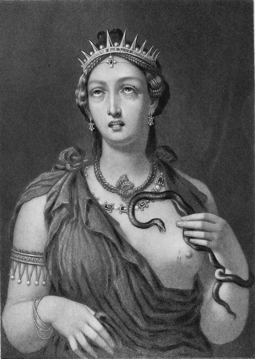 VII. Kleopátra, acélmetszet a Hadrianus-villában 1818-ban talált enkausztikus festményről. alkotó: John Sartain