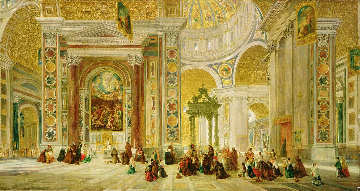 A római Szent Péter templom belseje (olaj, vászon) alkotó: John Scarlett Davis