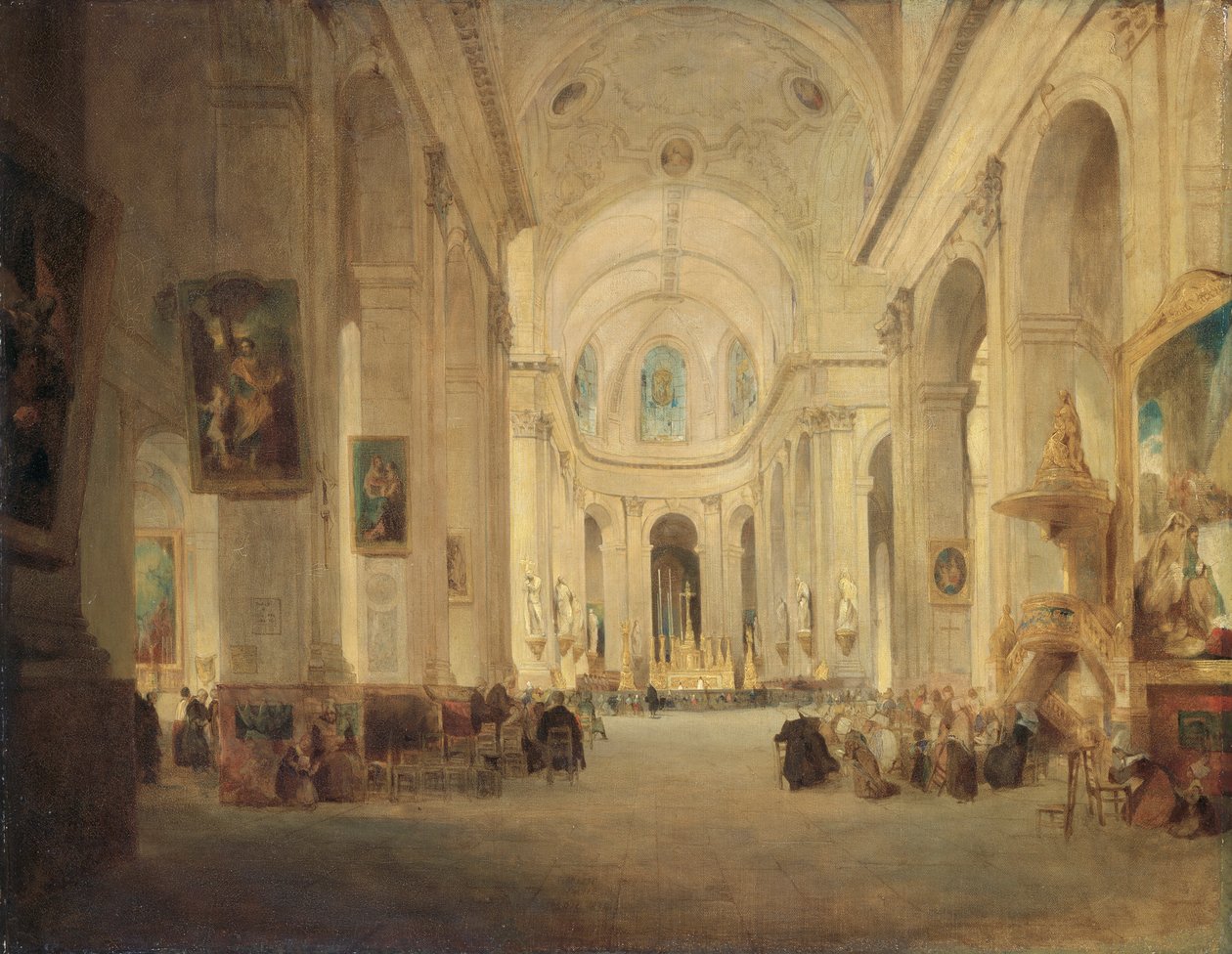"Szent Sulpice belseje, Párizs", 1834 alkotó: John Scarlett Davis