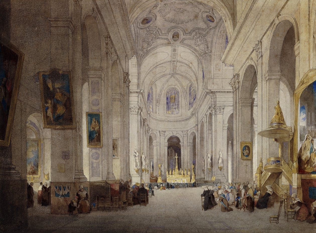 A párizsi Szent Sulpice-templom belseje, alkotó: John Scarlett Davis