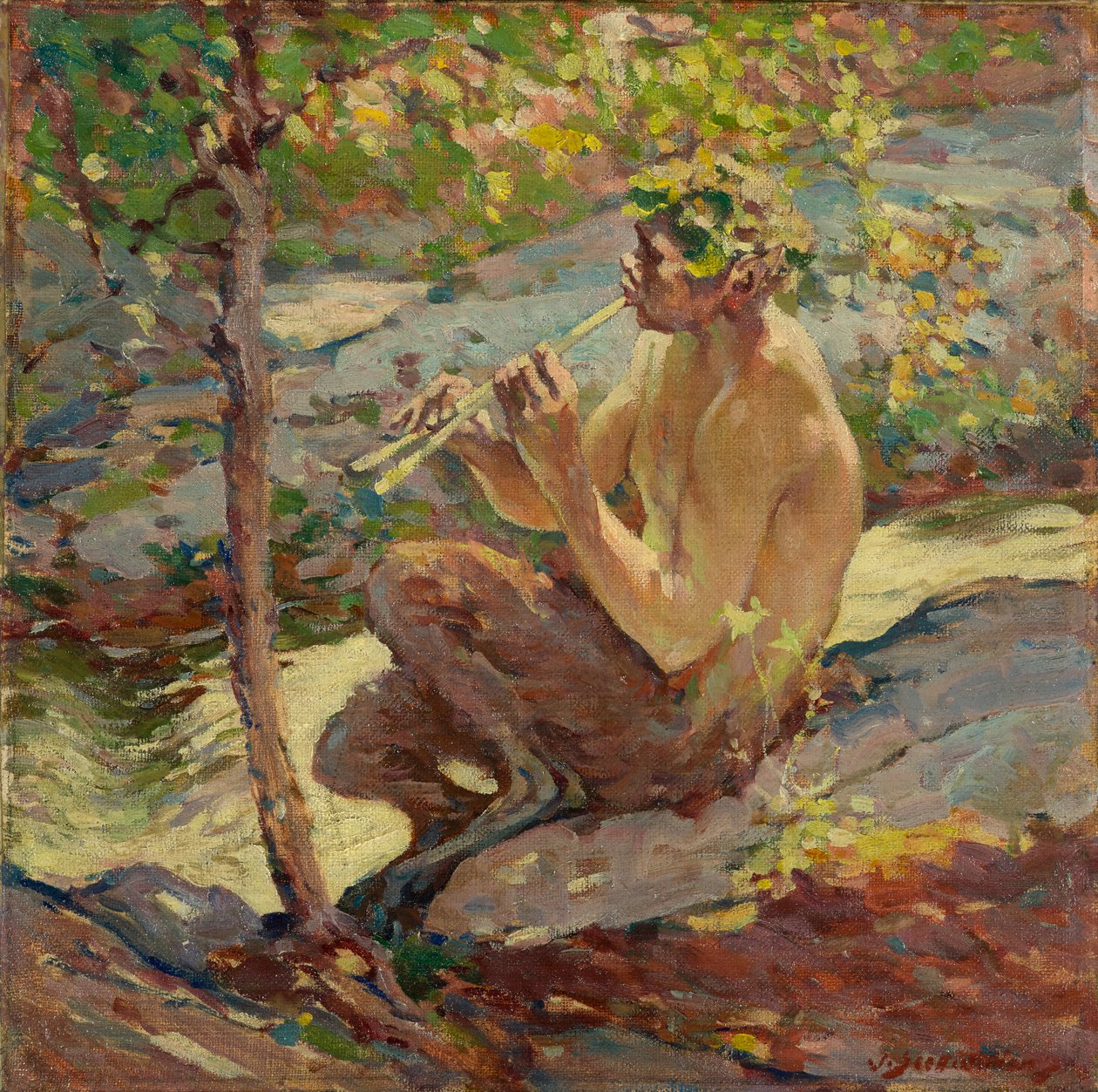 Faun, 19. század vége – 20. század eleje (olaj a fedélzeten) alkotó: John Scott Williams