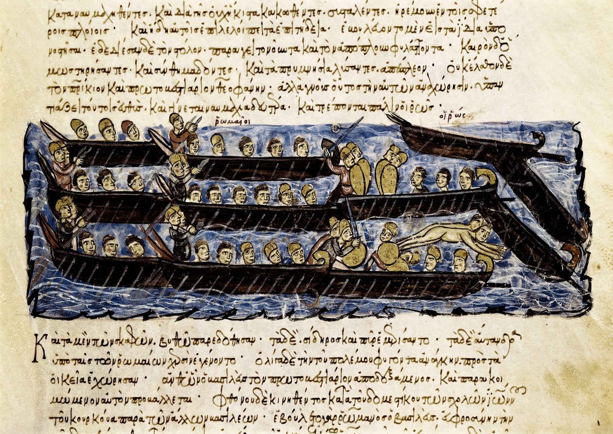 Orosz flotta, miniatűr a "Synopsis historiarum"-ból, 1126-1150 körül alkotó: John Scylitzes