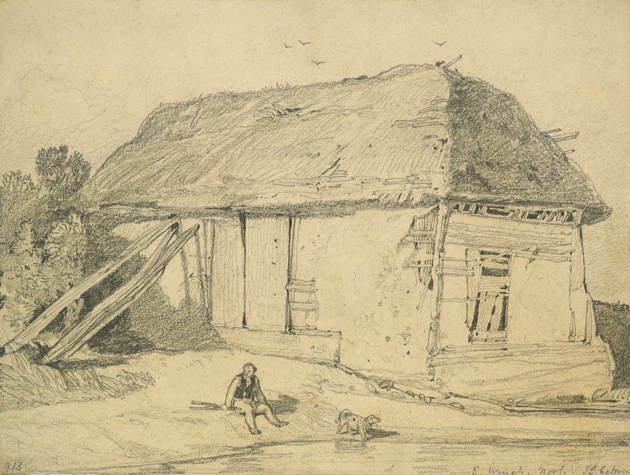 Egy pajta East Winchben, Norfolk (ceruza a kártyán) alkotó: John Sell Cotman