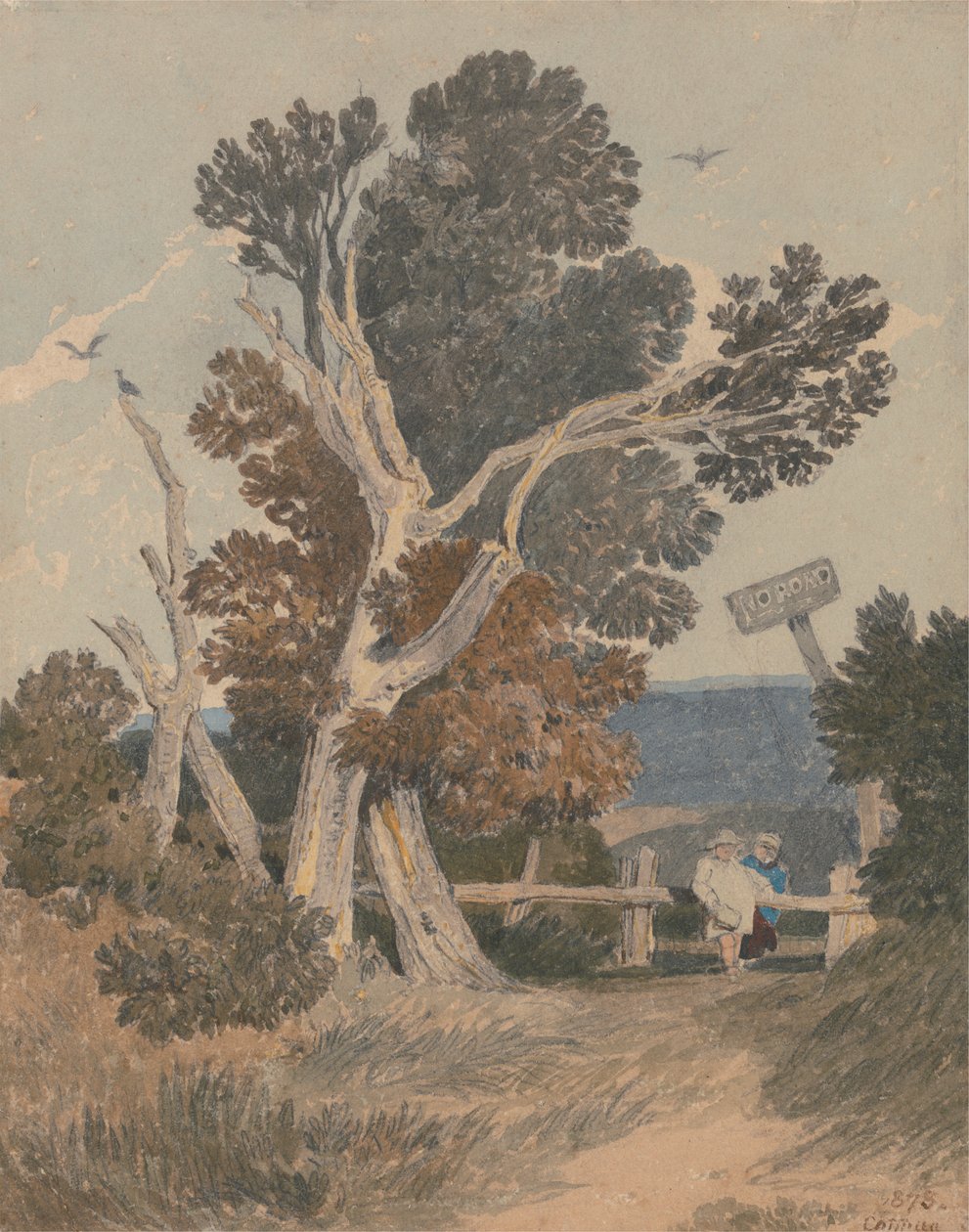 Fák csoportja a kerítés mellett alkotó: John Sell Cotman