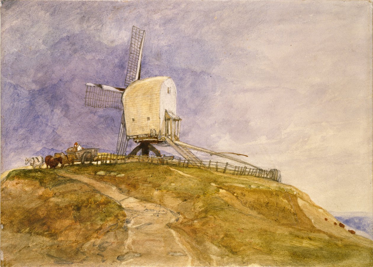Szélmalom egy dombon Eye-nél, Suffolk, 19. század eleje alkotó: John Sell Cotman