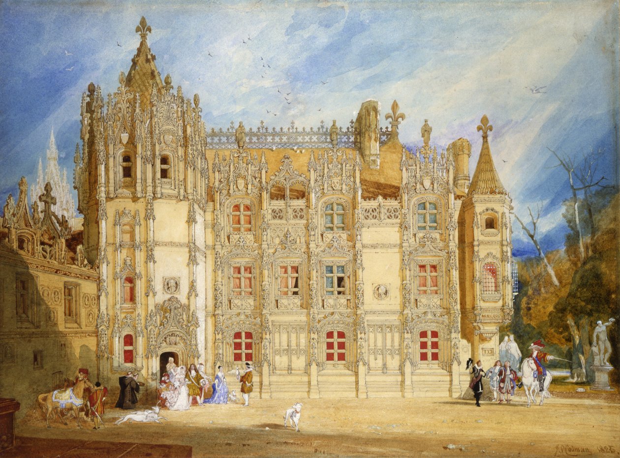 Apátsági ház a St. Ouen-i apátságban, Rouen, 1826 (wc papíron) alkotó: John Sell Cotman