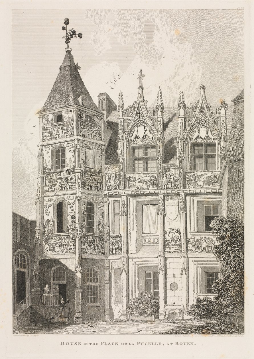 Normandia építészeti régiségei (II. kötet), pl. 64: Ház a Place de la Pucelle-n, Rouenben alkotó: John Sell Cotman
