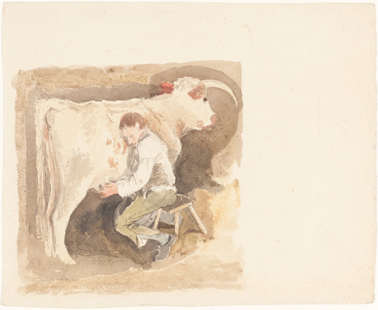 Fiú fejő tehenet alkotó: John Sell Cotman