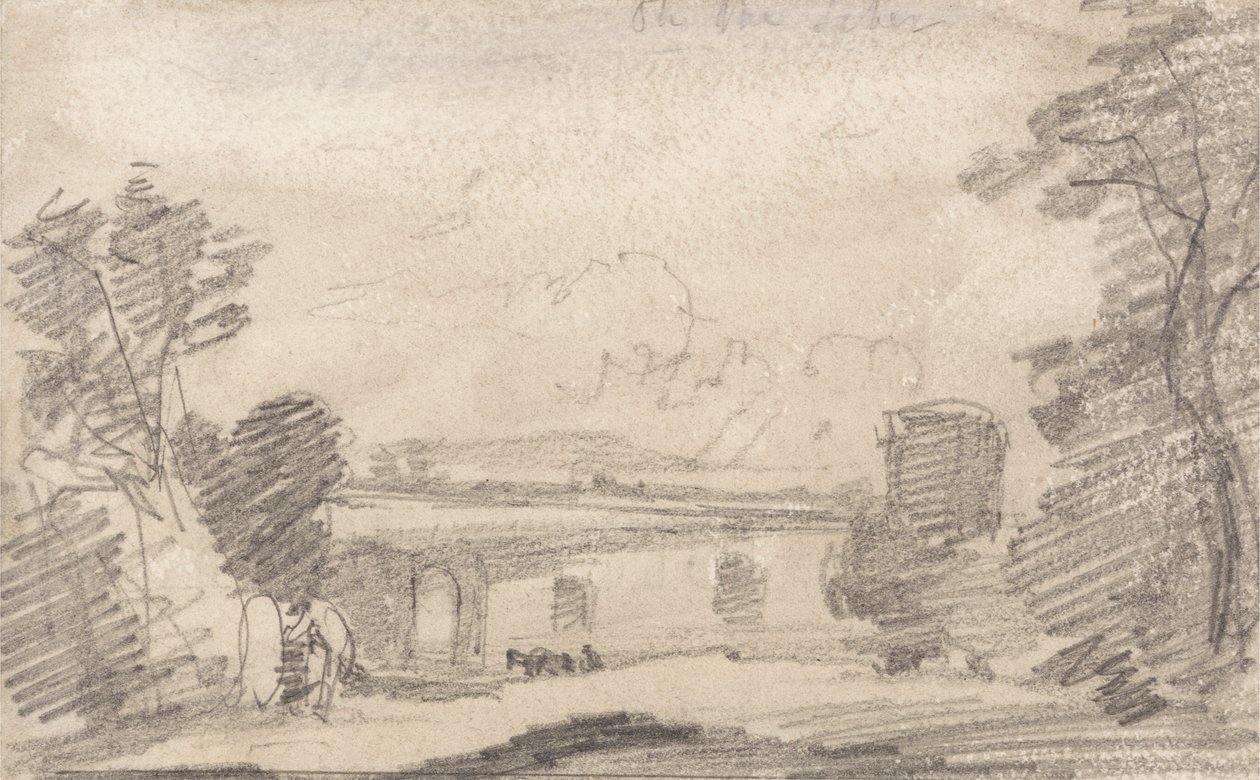 Híd és rom, Richard Wilson nyomán; A Tiberisben alkotó: John Sell Cotman