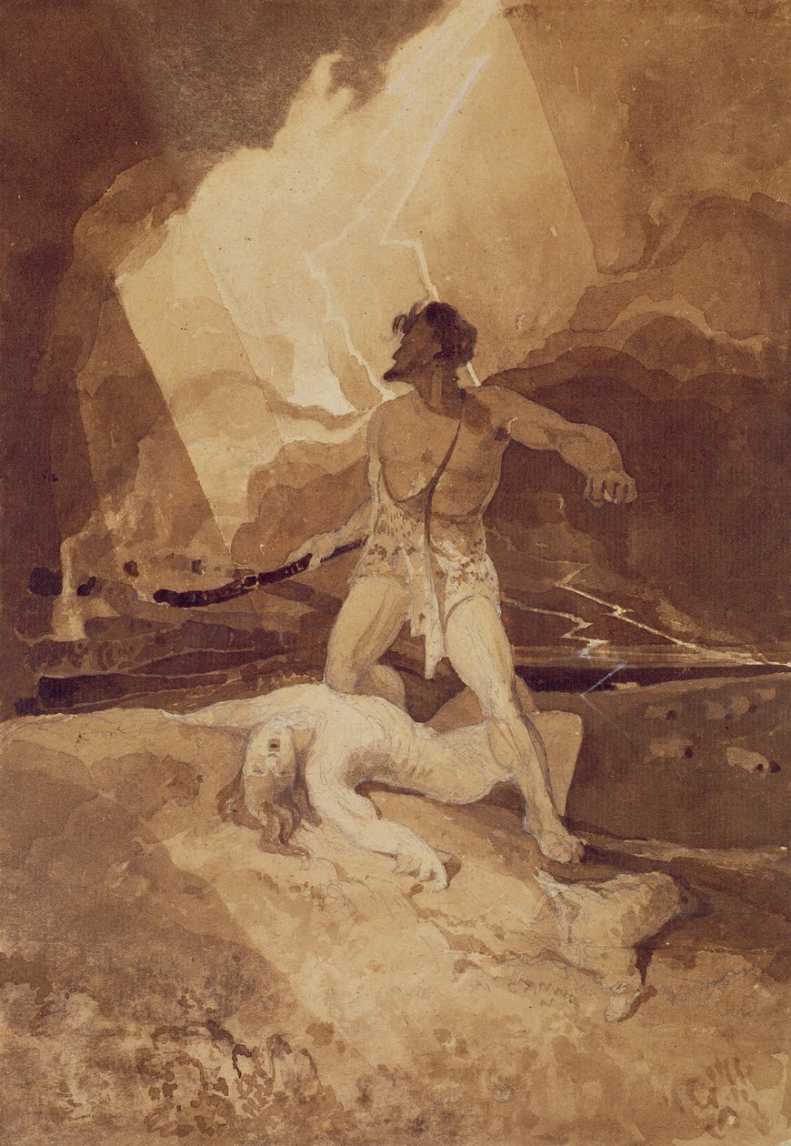 Káin és Ábel, 1800-03 (fekete ólomra festett szepia) alkotó: John Sell Cotman