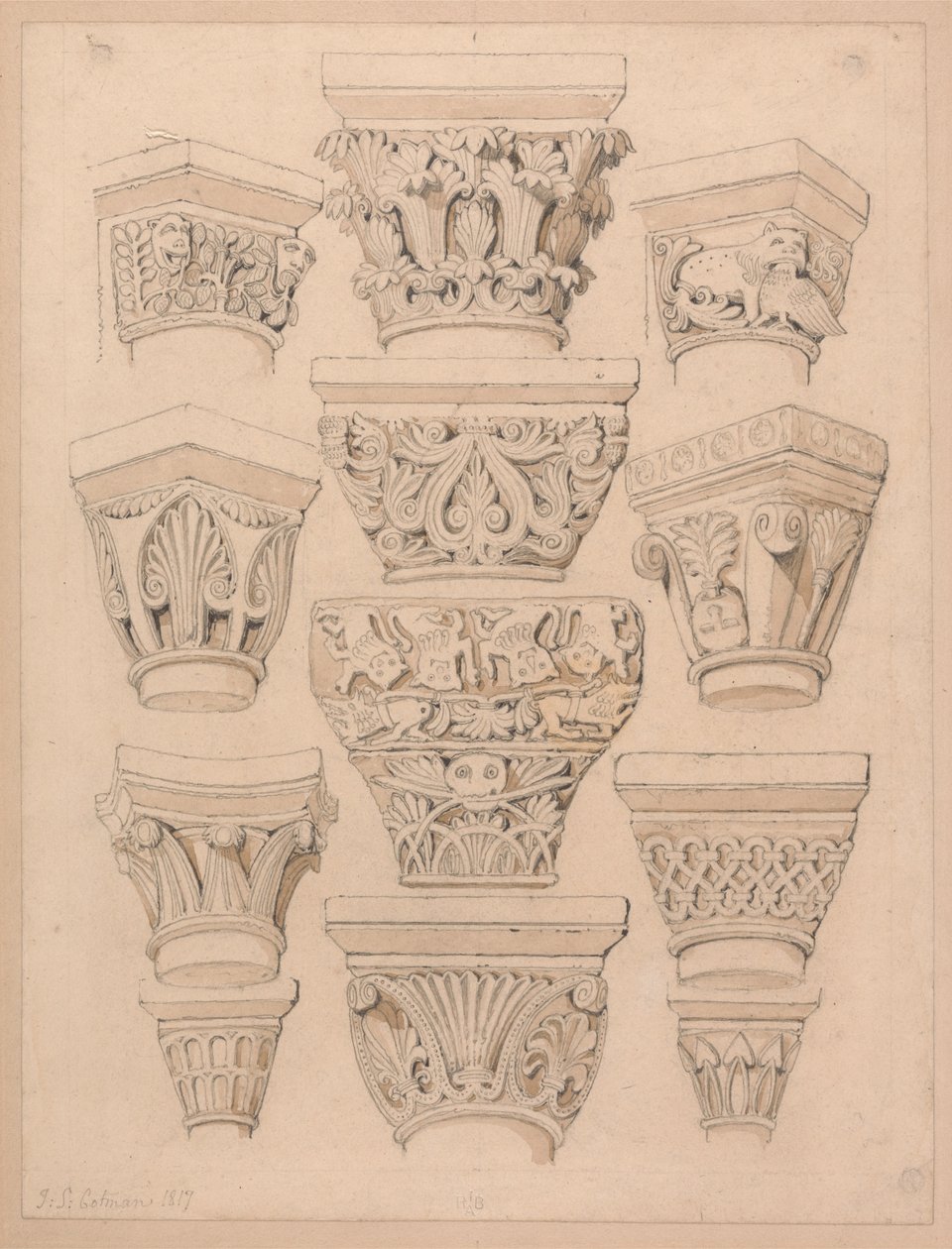 A normandiai Rouen melletti St. Georges de Bocherville-i apátsági templomban található főkapitányok alkotó: John Sell Cotman