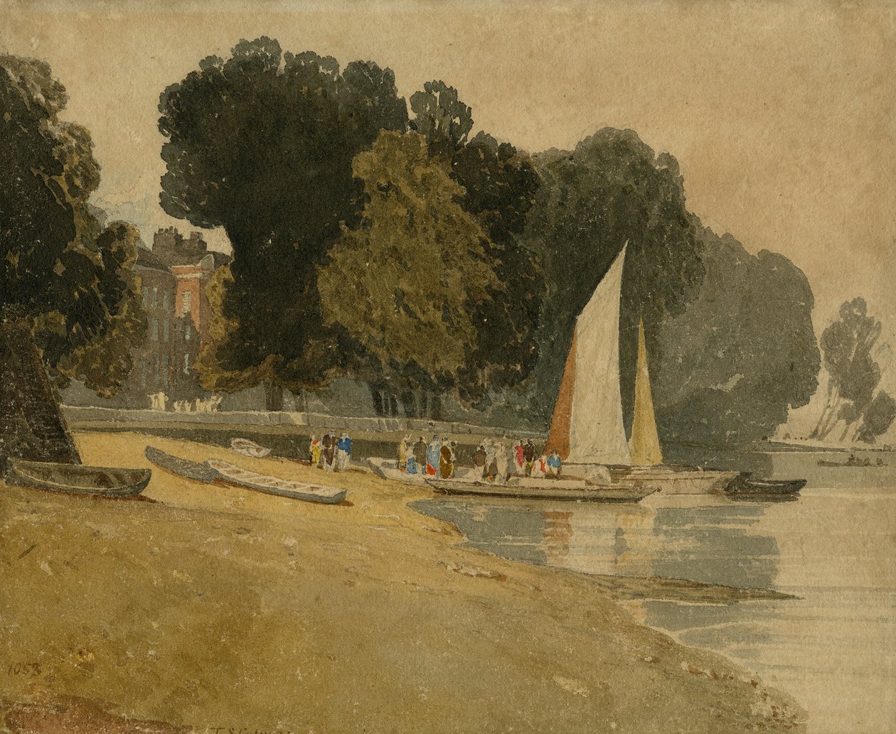 Cheyne Walk, London, 1809-1810 körül (wc papíron) alkotó: John Sell Cotman