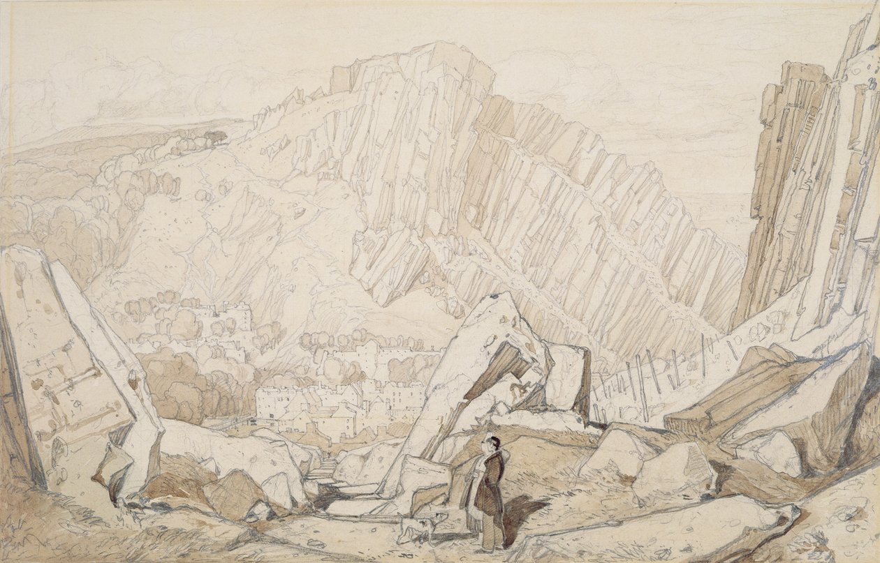 Domfront I, a "Normandia" sorozatból (ceruza és mosás papíron) alkotó: John Sell Cotman