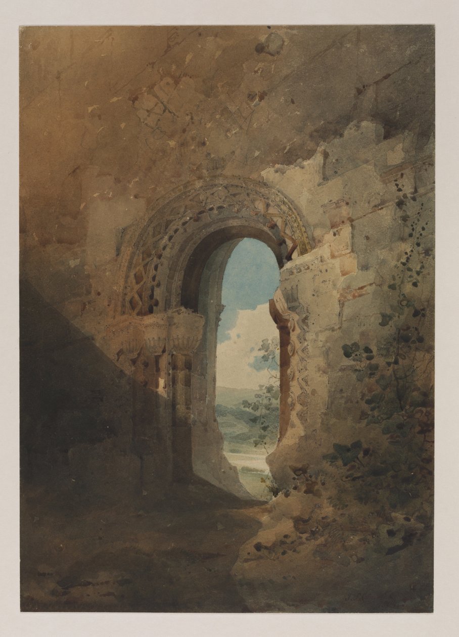 Ajtó a refektóriumhoz, Kirkham Priory, Yorkshire, 1804 (WC ceruzával) alkotó: John Sell Cotman