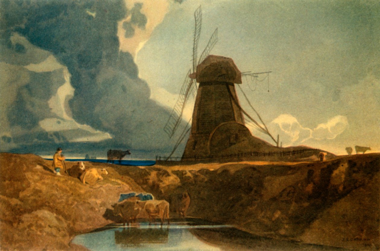 „Draining Mill, Lincolnshire”, 1810, 1947. alkotó: John Sell Cotman