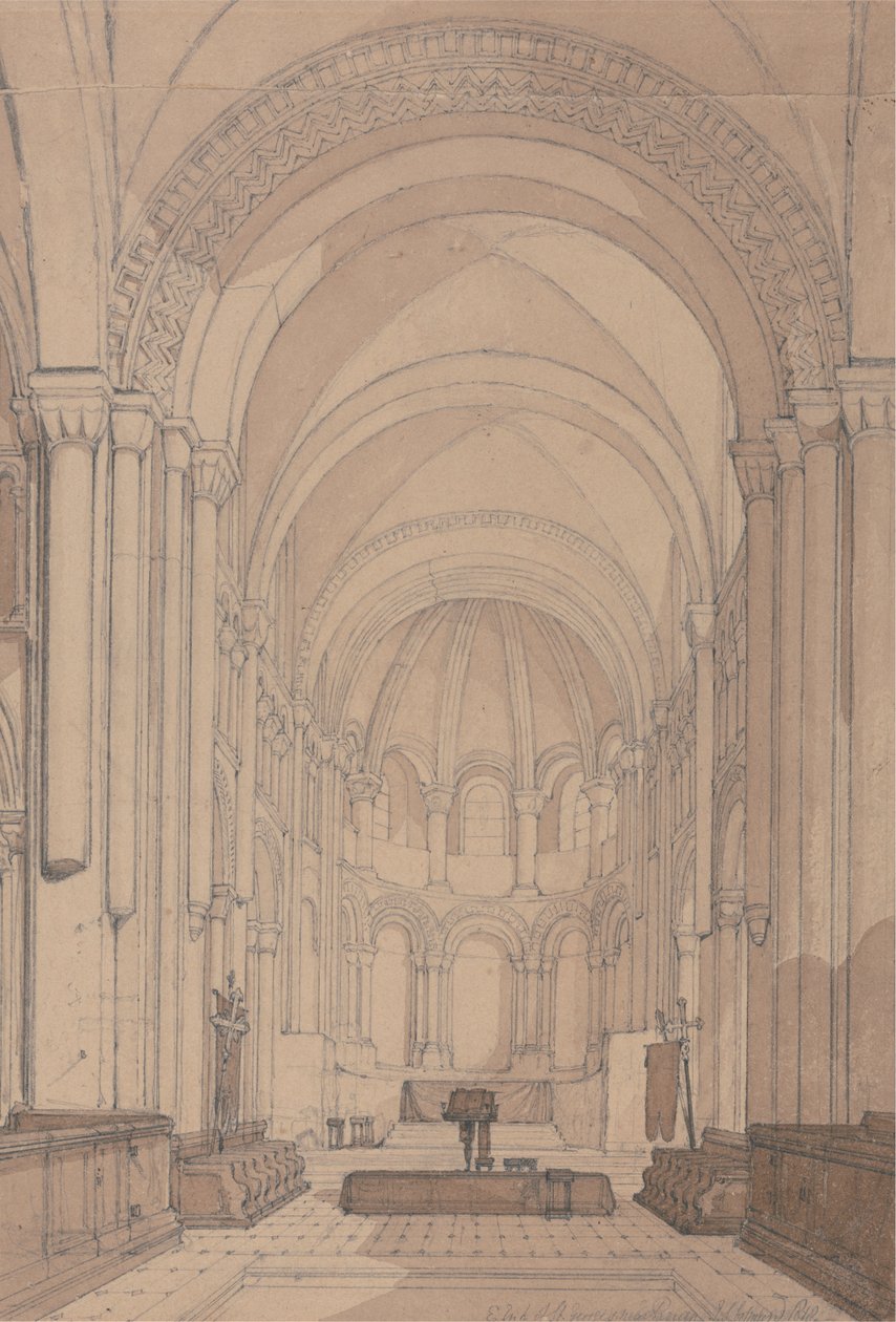 East End of the Abbey Church of Saint Georges de Bocherville, Rouen közelében, Normandia alkotó: John Sell Cotman