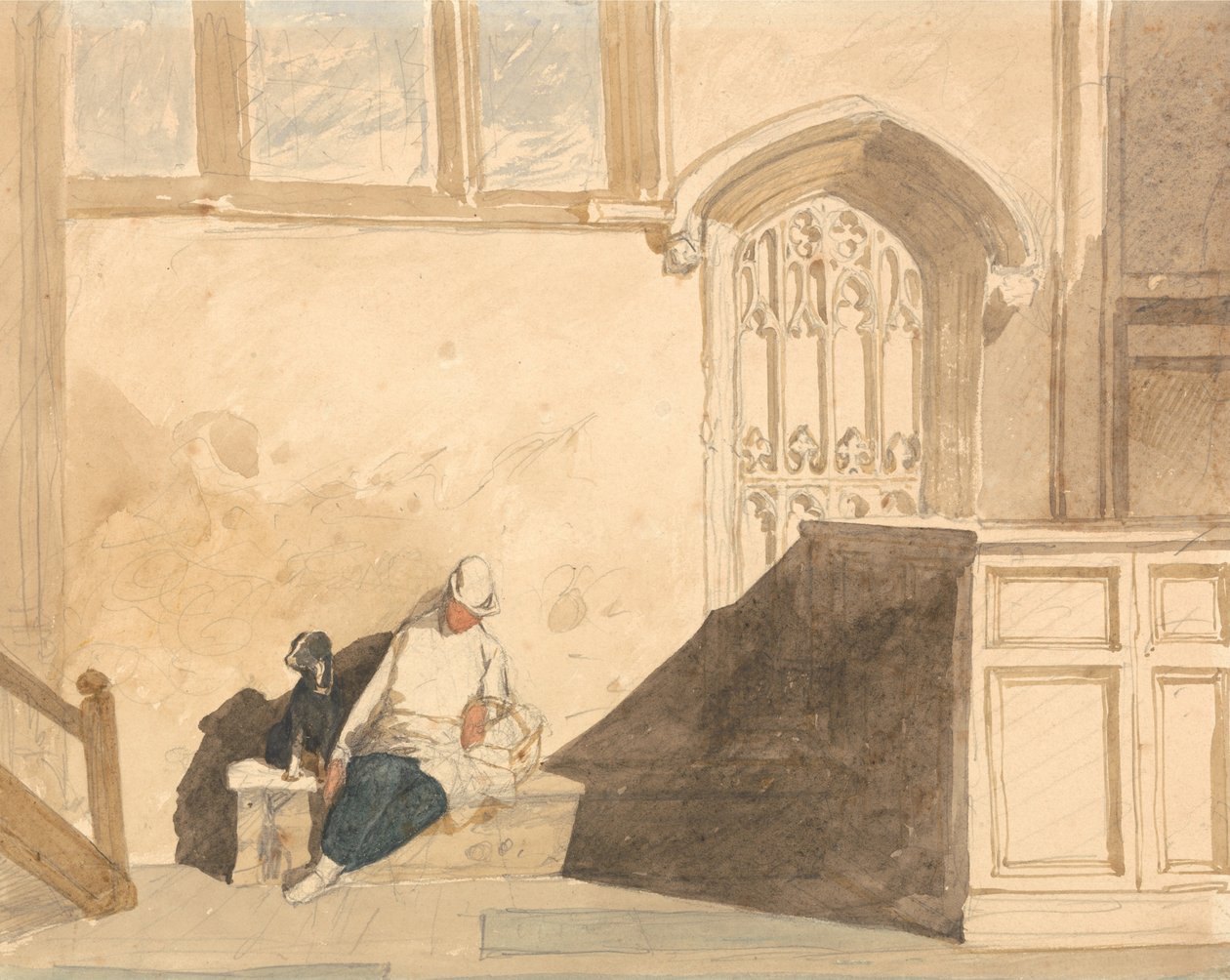 Futárfiú alszik a templomban alkotó: John Sell Cotman