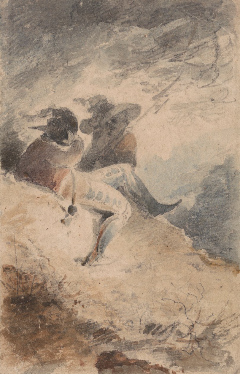 Fantasztikus alakok egy halmon ülve alkotó: John Sell Cotman