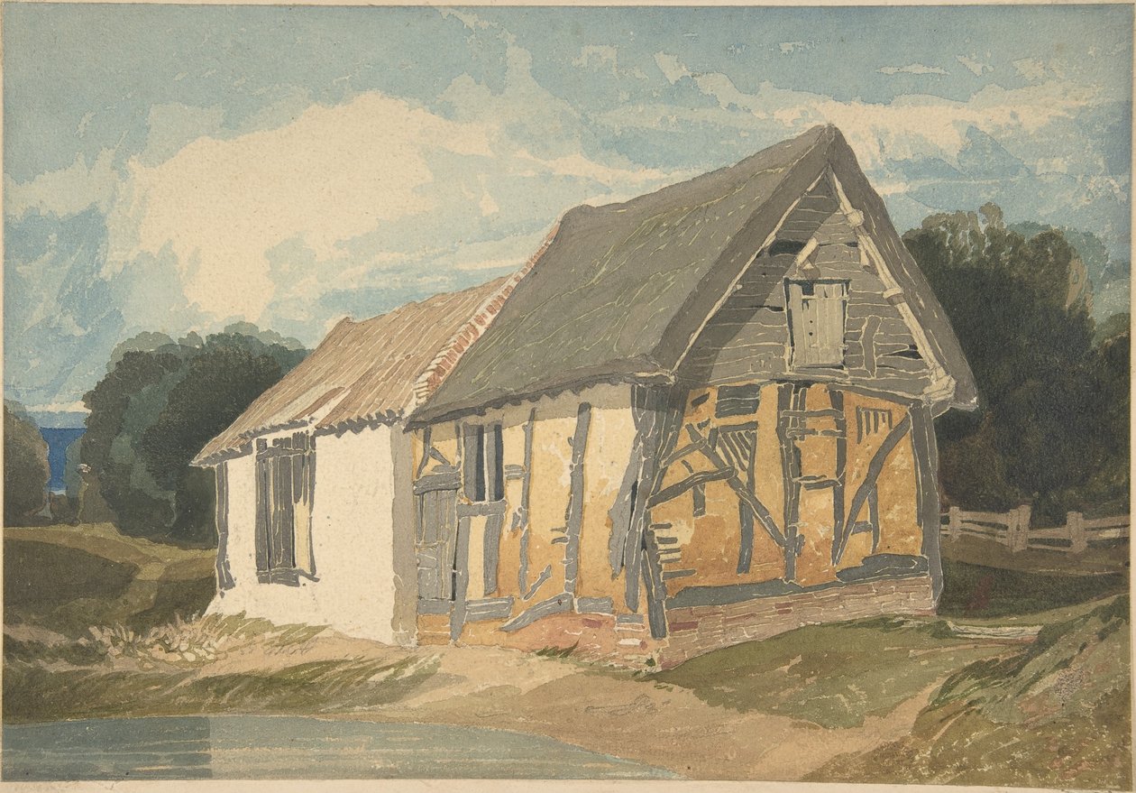 Gazdasági épület egy tó mellett alkotó: John Sell Cotman