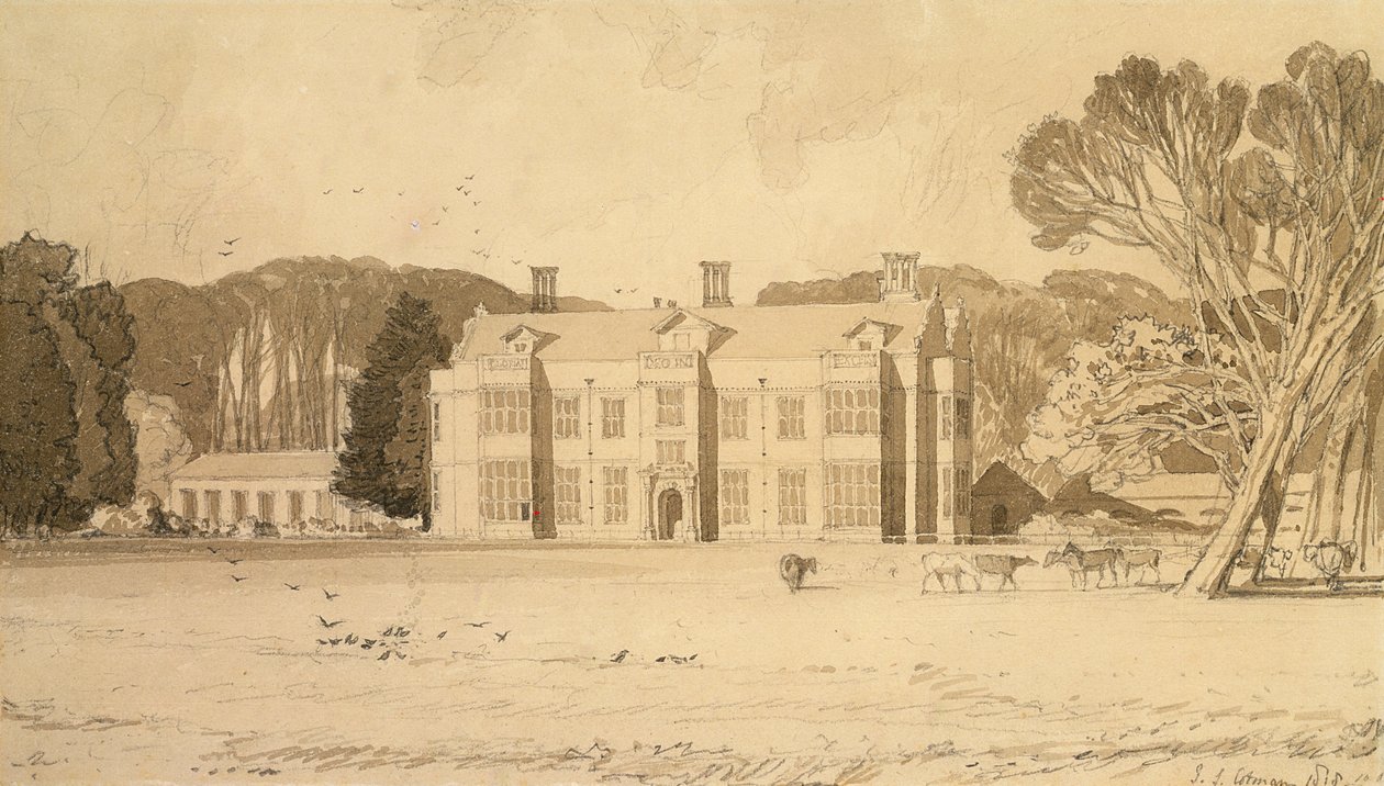 Felbrigg Hall, Norfolk, 1818 (ceruza és szürke mosás papíron) alkotó: John Sell Cotman
