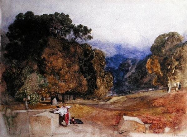 Figurák a parkban (ceruza és akvarell papíron) alkotó: John Sell Cotman