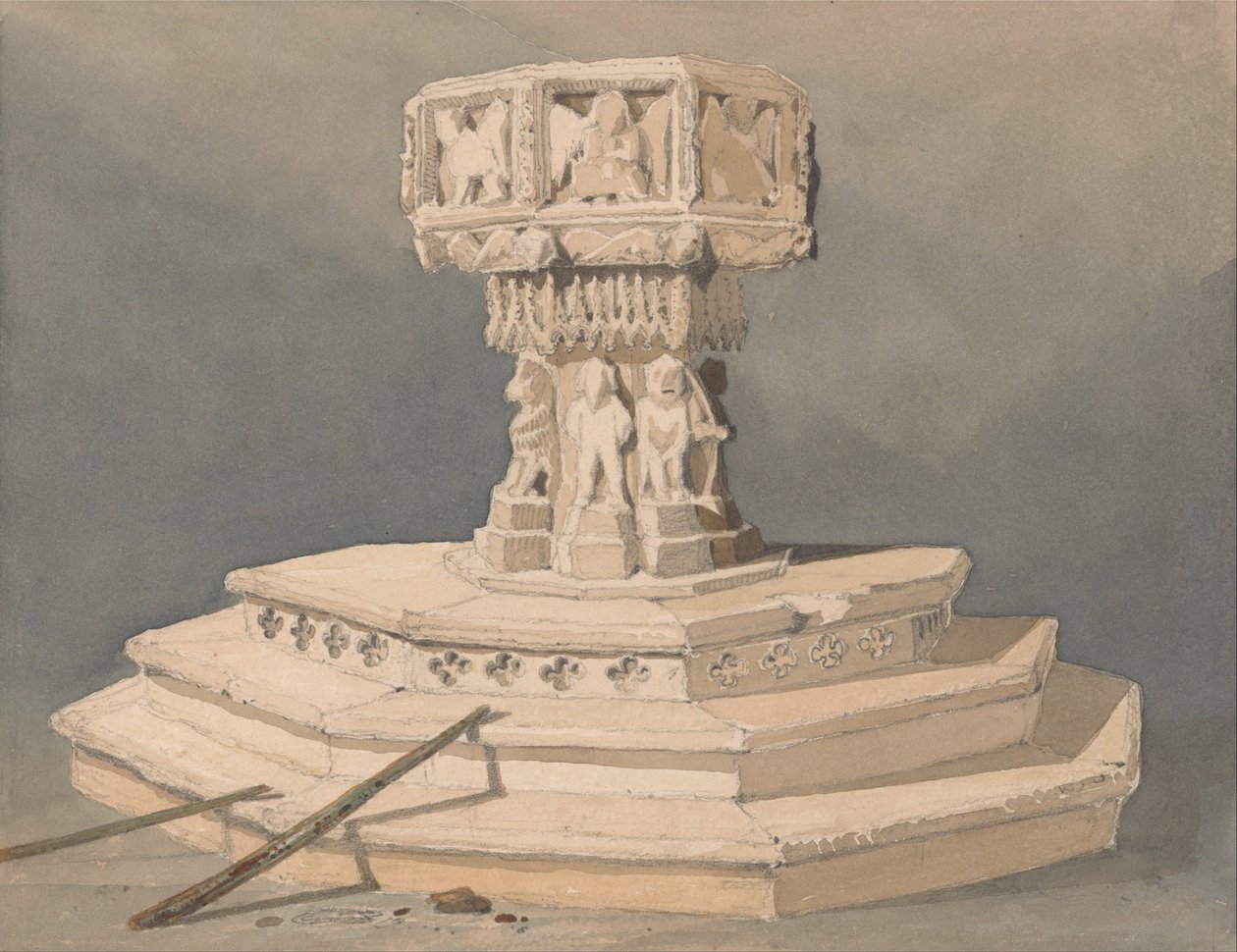 A Happisburgh-i templomban lévő kút, Norfolk alkotó: John Sell Cotman
