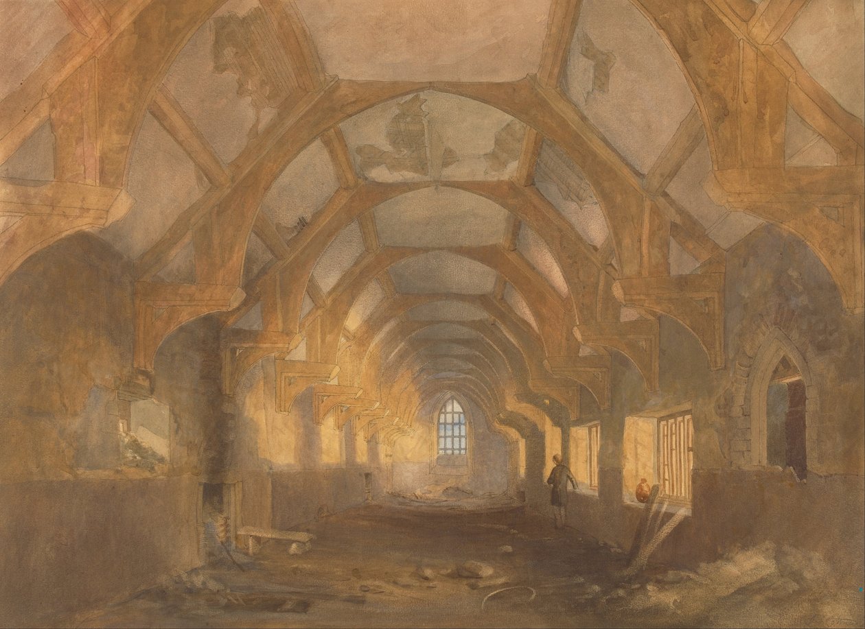 Az Ipswich Blackfriars kollégiumának belső tere az Ipswichi Iskola által elfoglalt időszak végén alkotó: John Sell Cotman