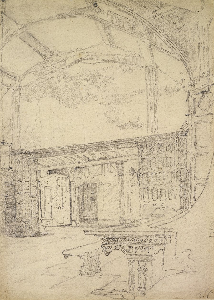 A nagyterem belseje, Little Moreton Hall, Cheshire alkotó: John Sell Cotman