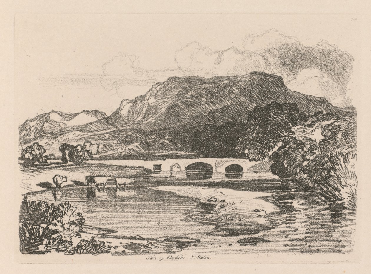 Tanulmányok könyve: Plate 14, Tan-y-Bwlch, Merionethshire, North Wales alkotó: John Sell Cotman