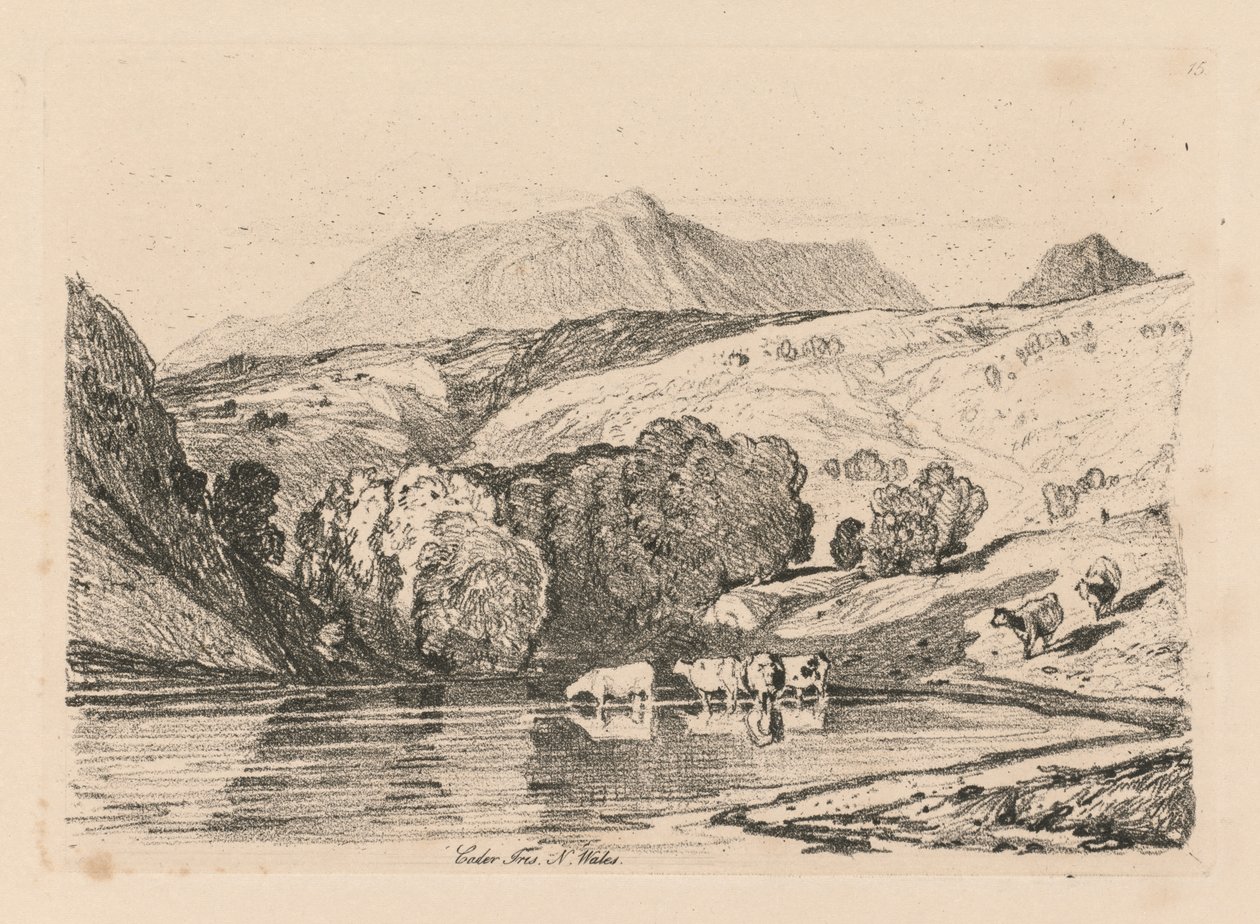 Tanulmányok könyve: 15. tábla, Cader Iris, Észak-Wales, 1838 alkotó: John Sell Cotman