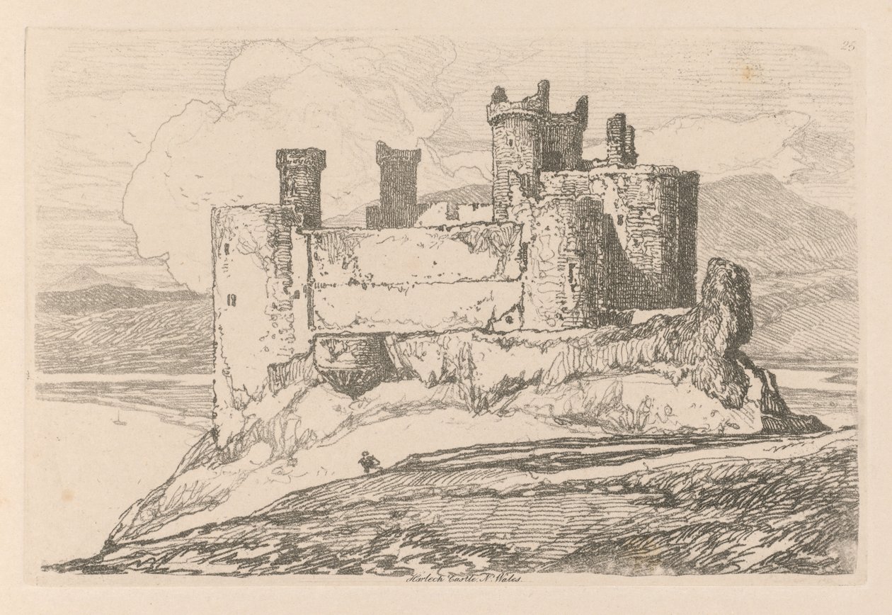 Liber Studiorum: Plate 25, Harlech Castle, IN. Wales alkotó: John Sell Cotman