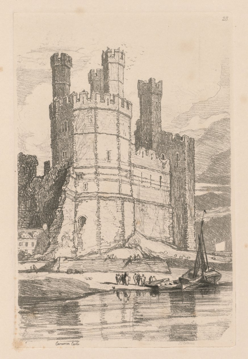 Tanulmányok könyve: 28. tábla, Caernarvon Castle, N. Wales alkotó: John Sell Cotman