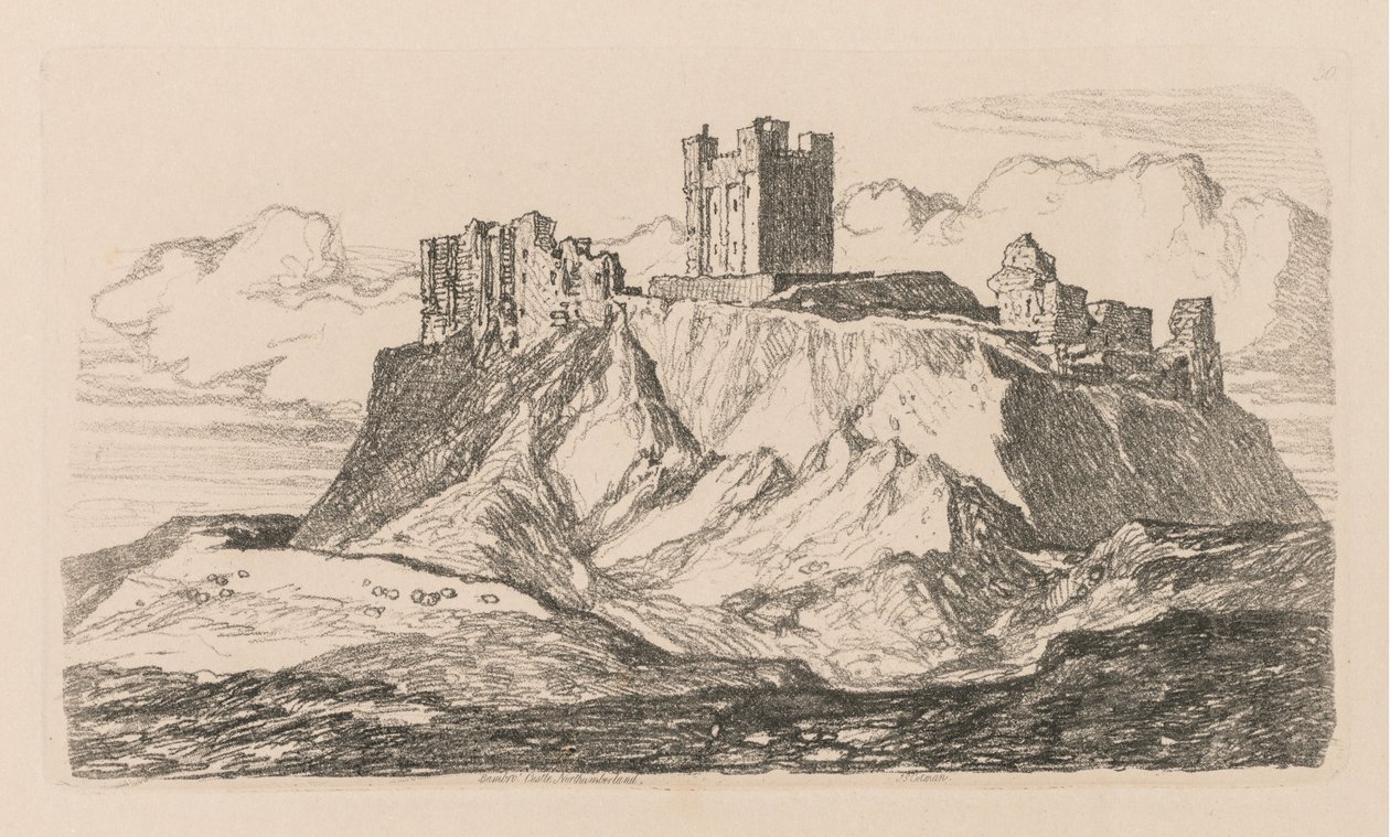 Tanulmányok könyve: Plate 30, Bambro Castle, Northumberland, 1838 alkotó: John Sell Cotman