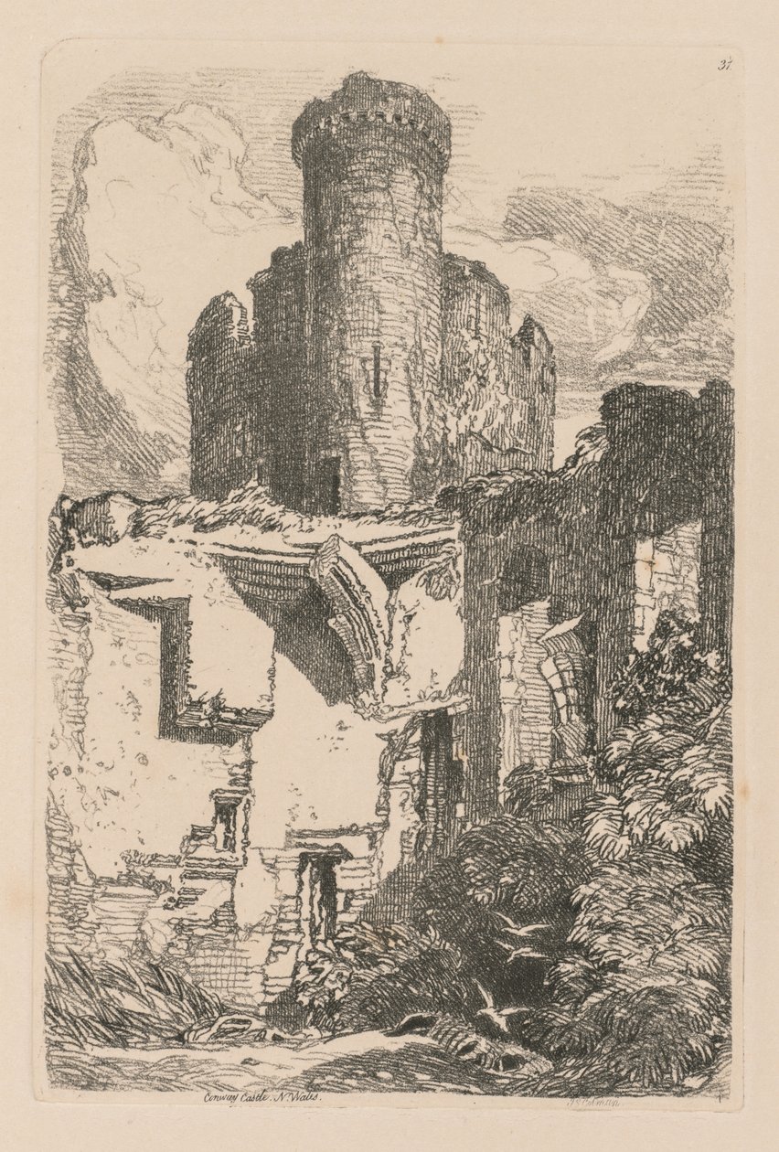 Tanulmányok könyve: Plate 31, Conway Castle, N. Wales alkotó: John Sell Cotman