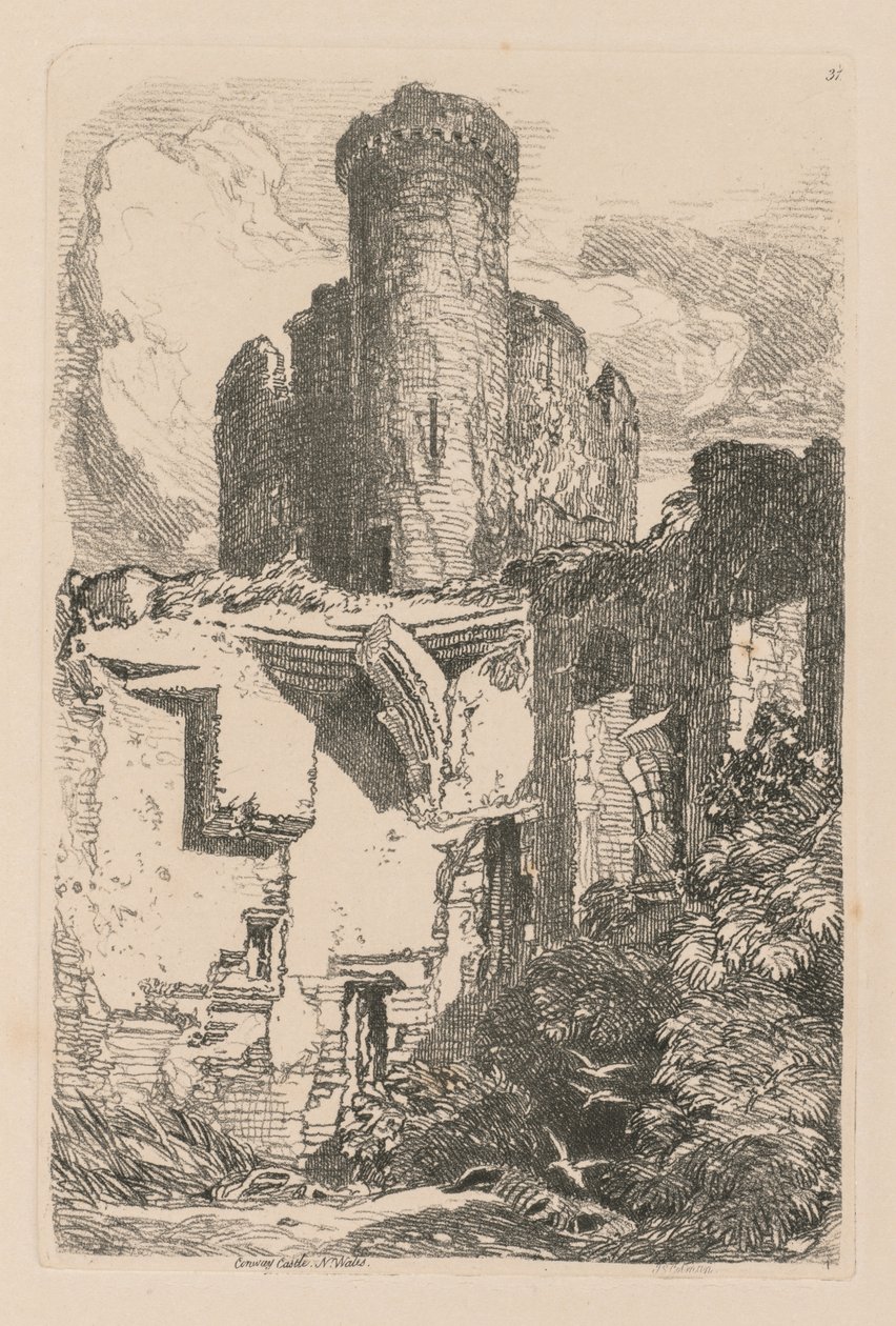 Liber Studiorum: Plate 31, Conway Castle, N. Wales, 1838. alkotó: John Sell Cotman