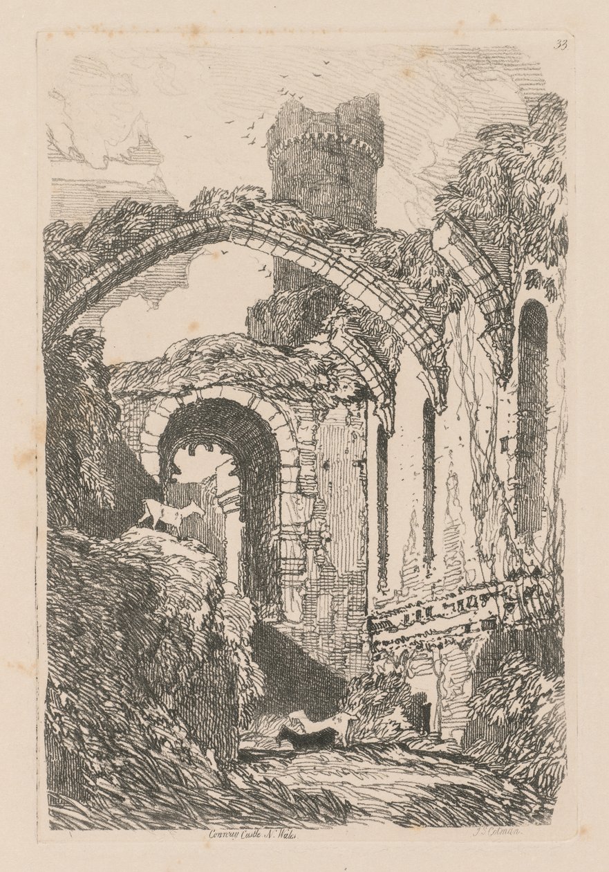 Tanulmányok könyve: Plate 33, Conway Castle, N. Wales alkotó: John Sell Cotman