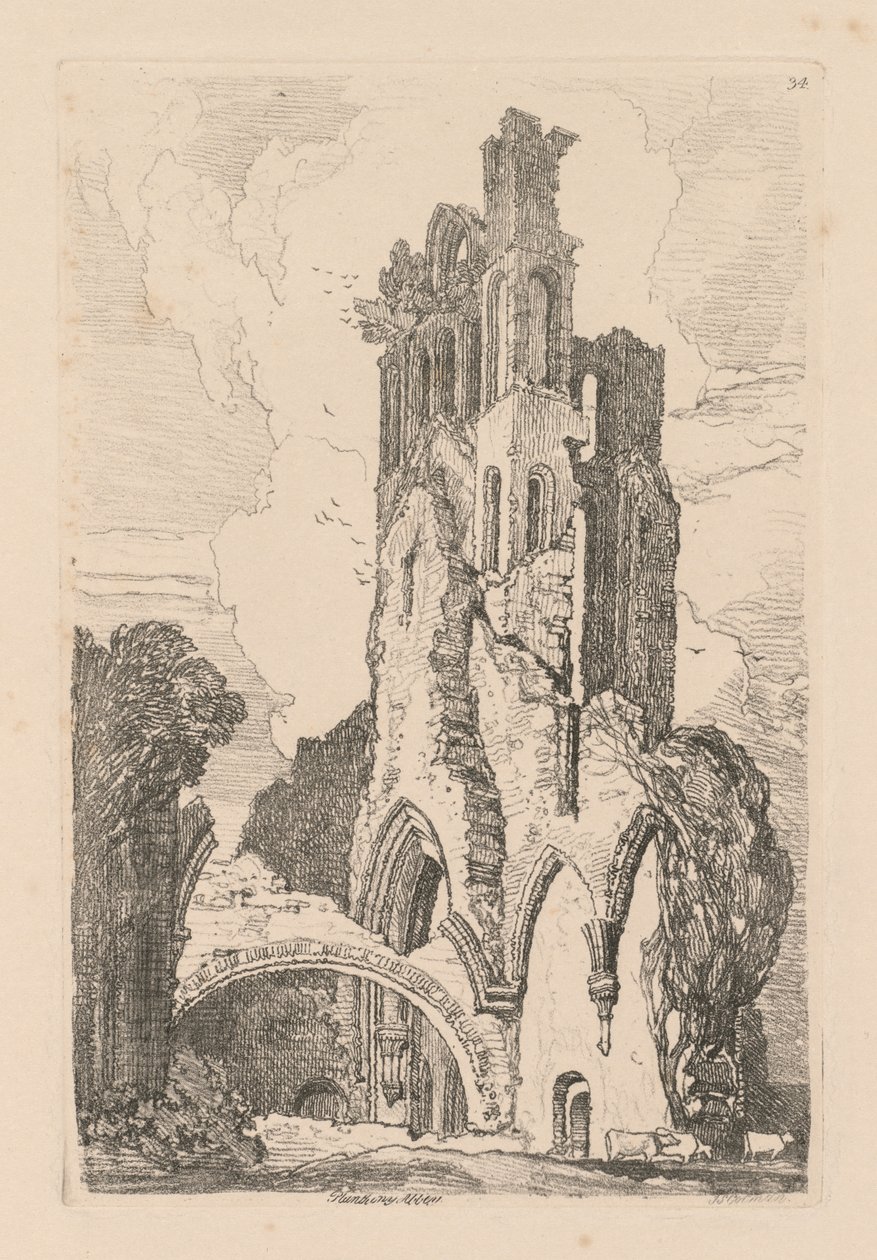 Liber Studiorum: Plate 34, Llanathony Abbey, Monmouthshire, 1838 alkotó: John Sell Cotman