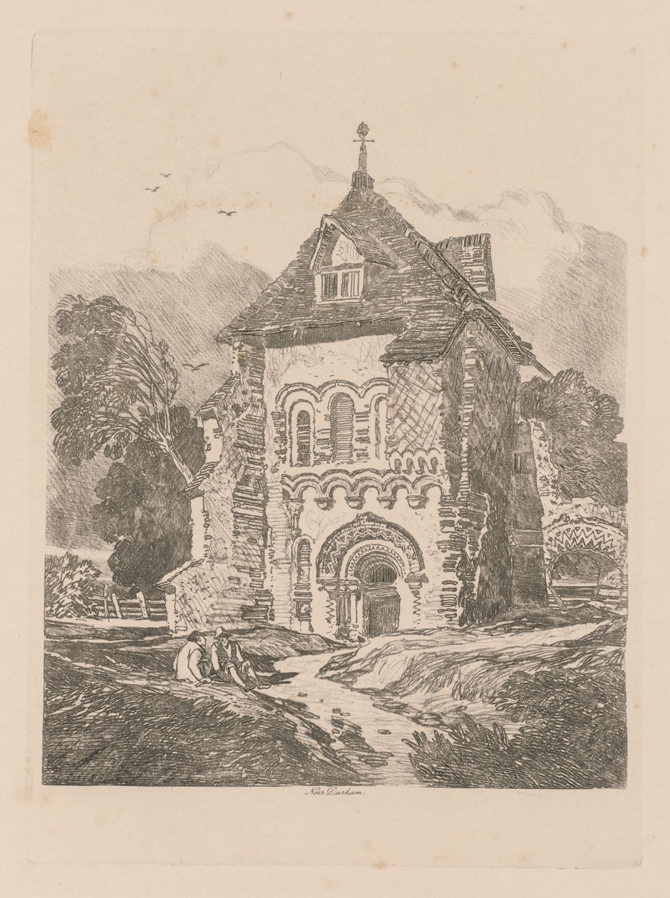 Tanulmányok könyve: 36. tábla, templom Durham közelében alkotó: John Sell Cotman