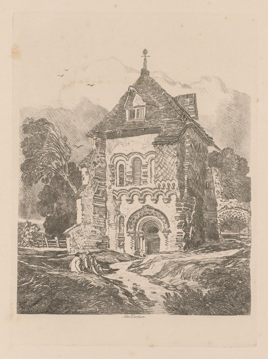 Liber Studiorum: 36. tábla, Durham melletti templom, 1838 alkotó: John Sell Cotman