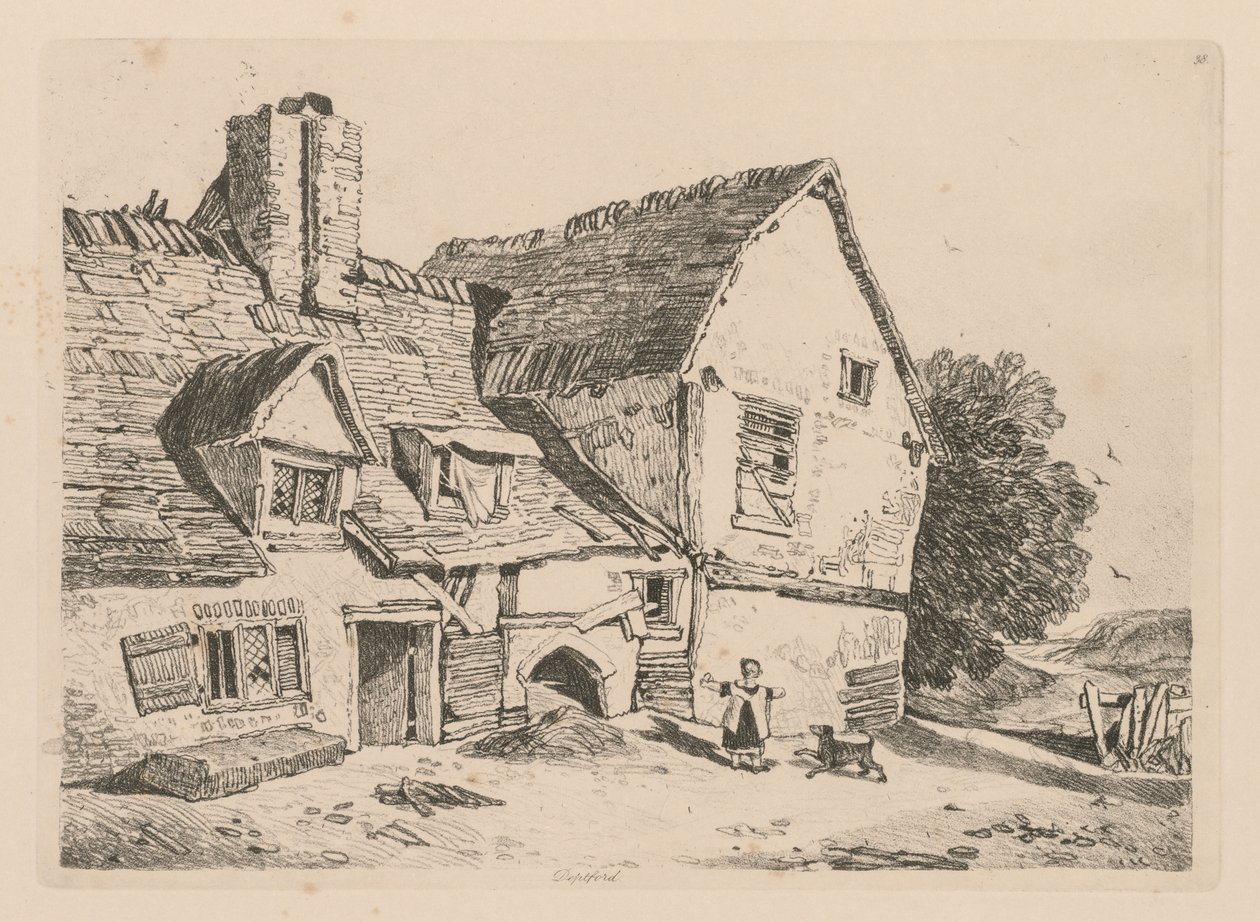 Liber Studiorum: Plate 38, View at Deptford alkotó: John Sell Cotman