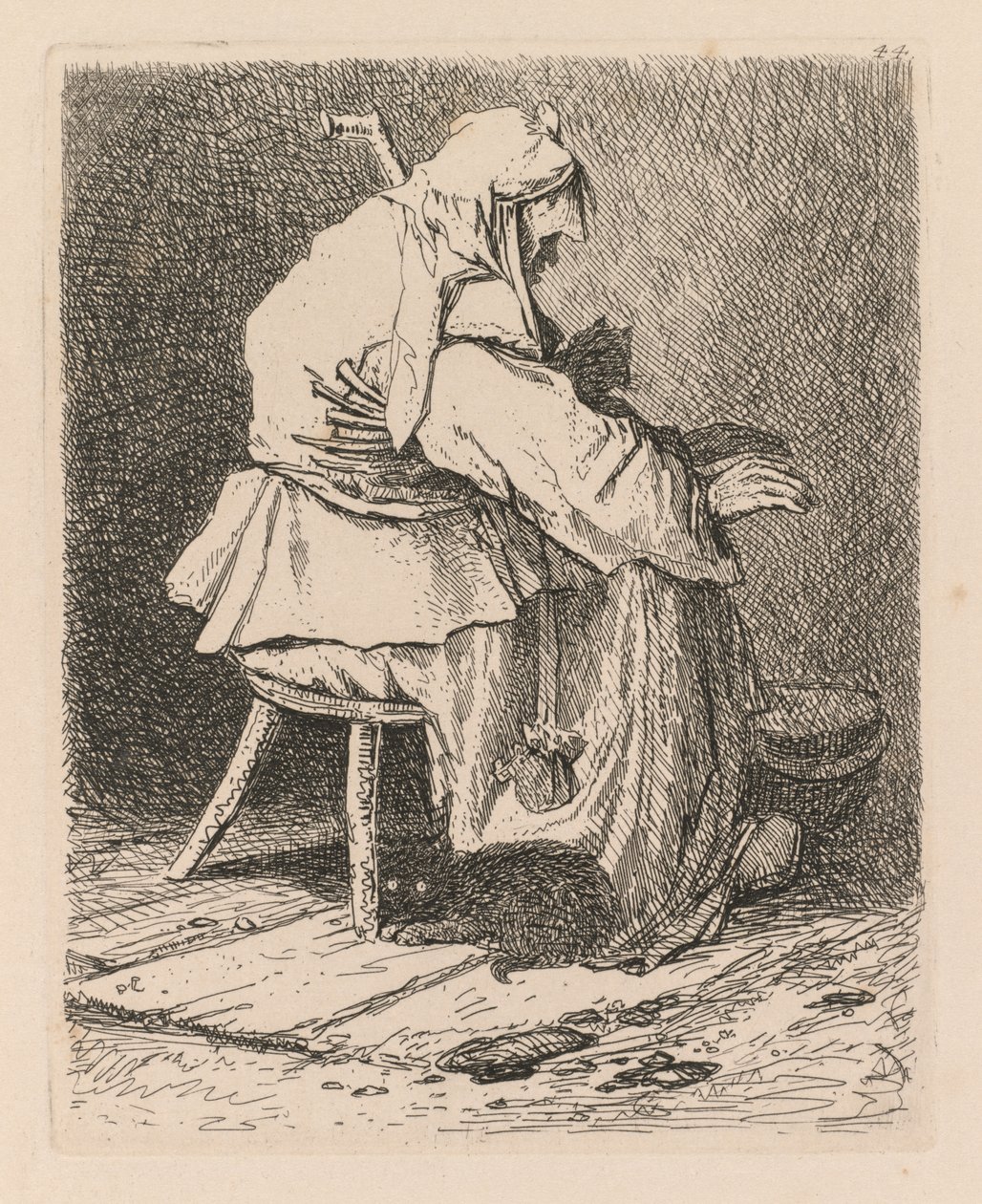 Liber Studiorum: 44. tábla, Vázlat Rembrandt után, 1838. alkotó: John Sell Cotman