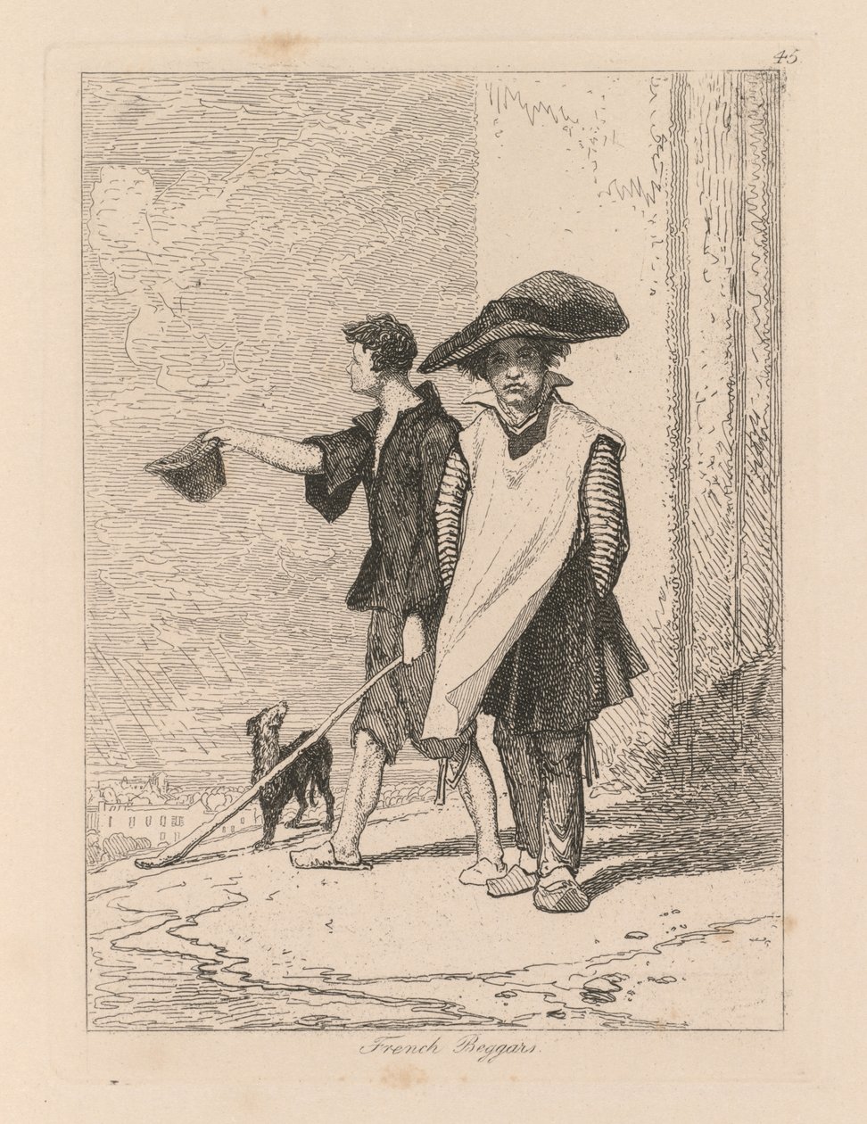 Liber Studiorum: 45. tábla, francia koldusok alkotó: John Sell Cotman