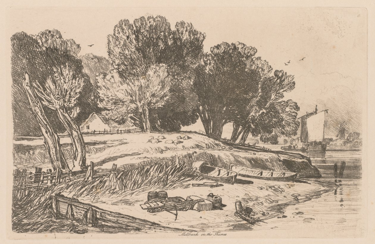 Liber Studiorum: 8. tábla, Millbank on the Thames, 1838. alkotó: John Sell Cotman