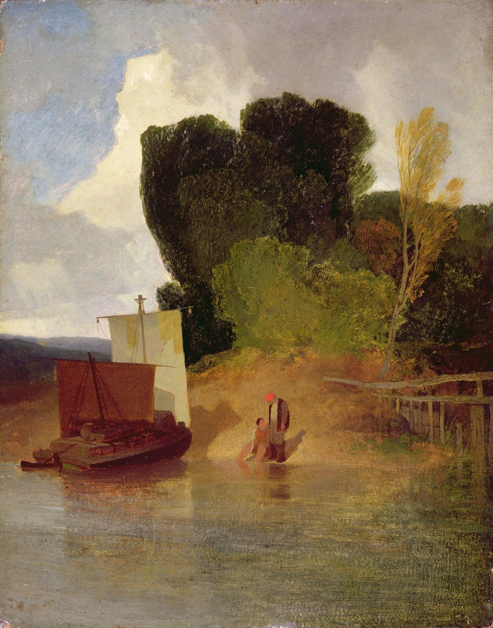 A Yare folyón (olaj a panelen) alkotó: John Sell Cotman