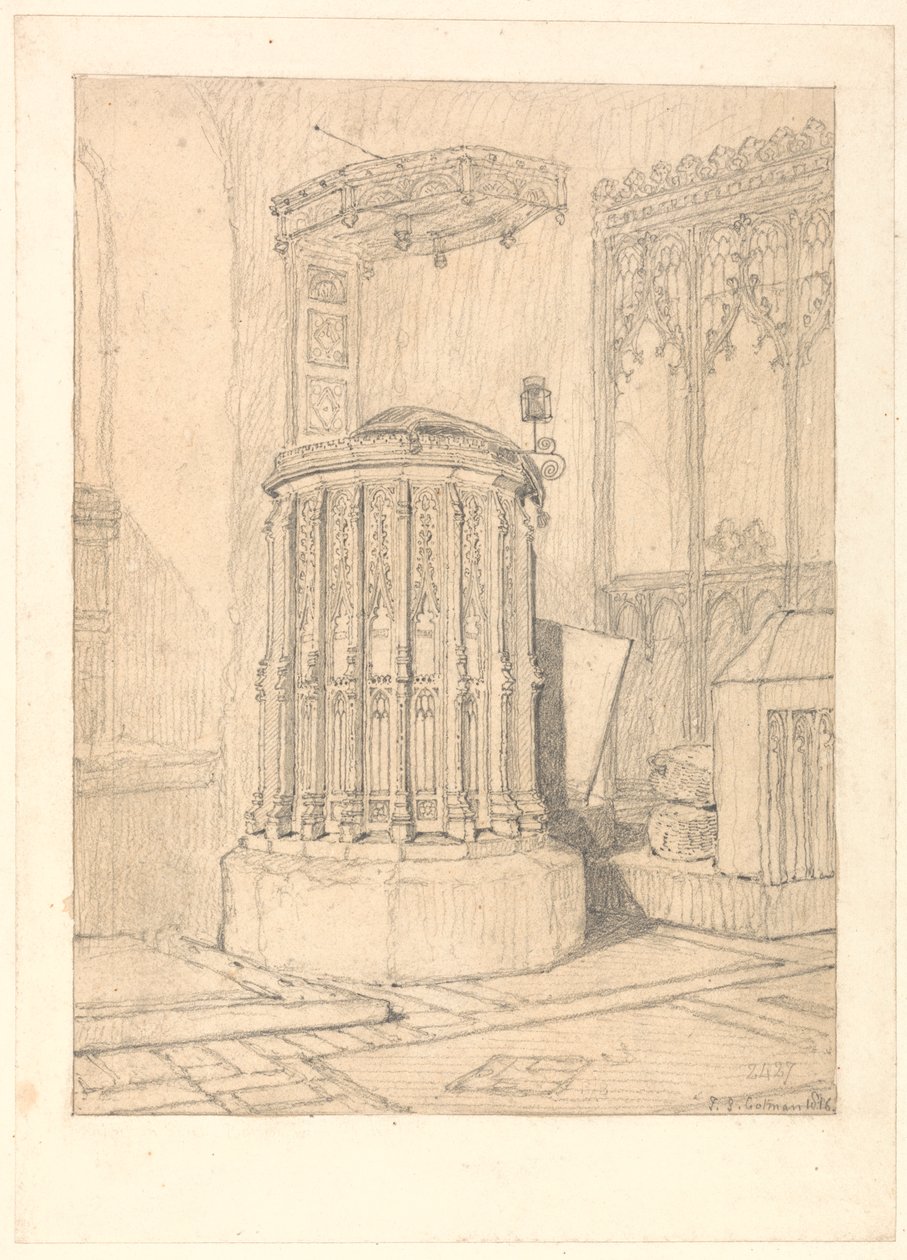 Szószék a norfolki South Burlingham templomban alkotó: John Sell Cotman