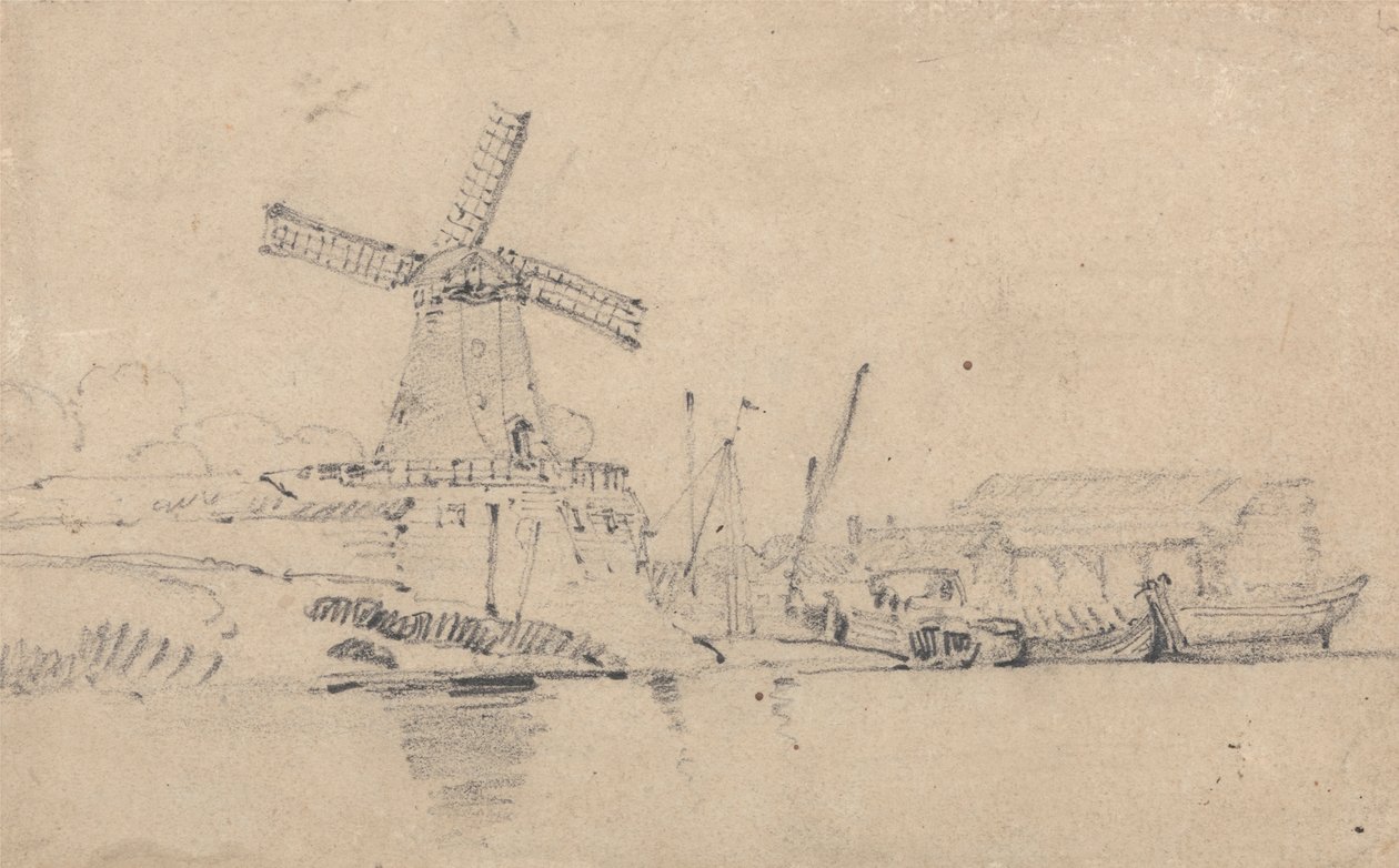 Folyó és szélmalom alkotó: John Sell Cotman