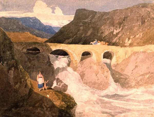 Út Capel Curigba, Észak-Wales (wc, papír) alkotó: John Sell Cotman