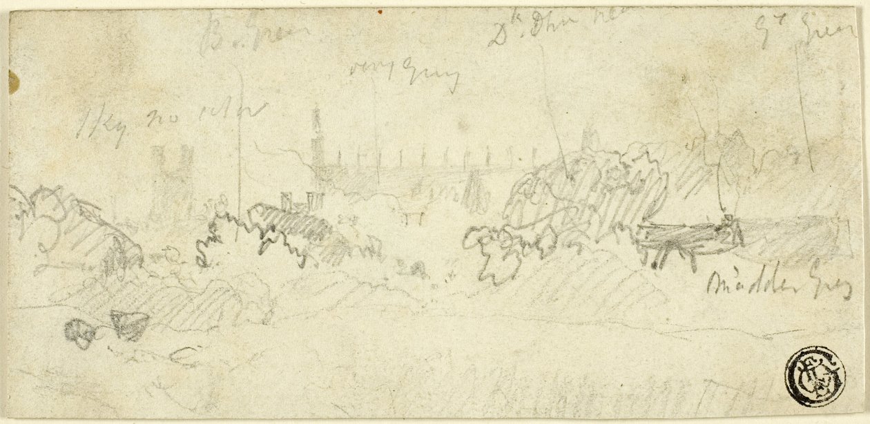 Tájkép vázlata katedrálissal alkotó: John Sell Cotman