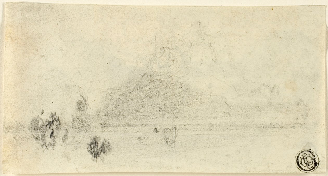 Mont Saint Michel vázlata (recto); Épületek a víz mellett (fordítva) alkotó: John Sell Cotman